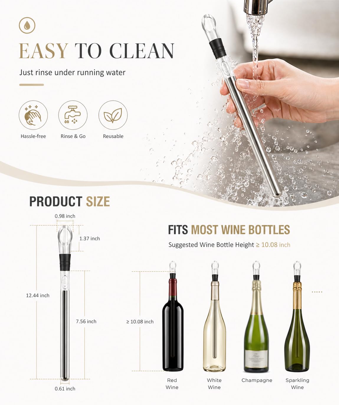 Amazon | Wine Chiller, 3-in-1 Stainless Steel Wine Bottle Cooler